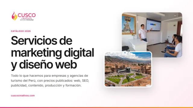 Portada del Catálogo de servicios de Cusco Creativos 2026
