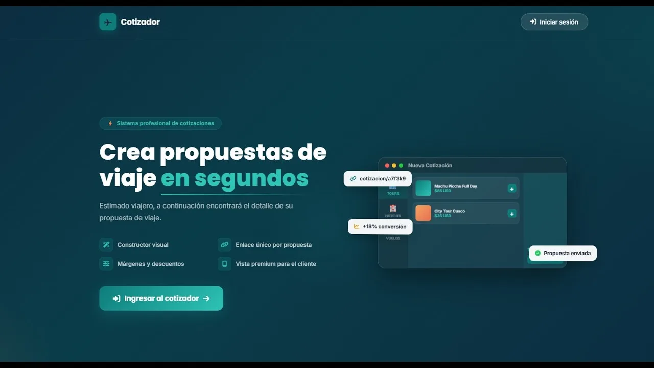 Cotizador web para agencias de viajes: demo del sistema