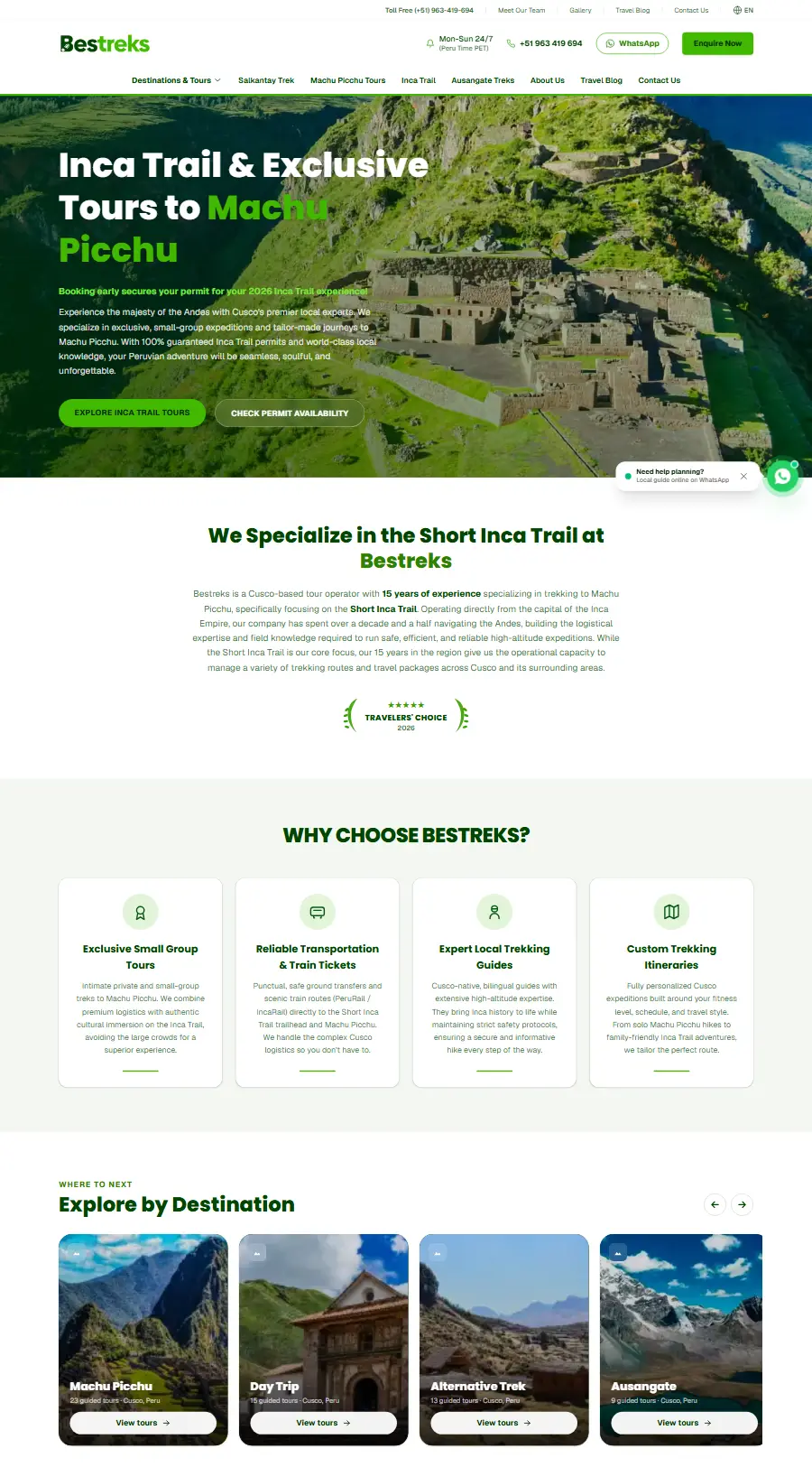 Página de inicio del sitio web de Bestreks