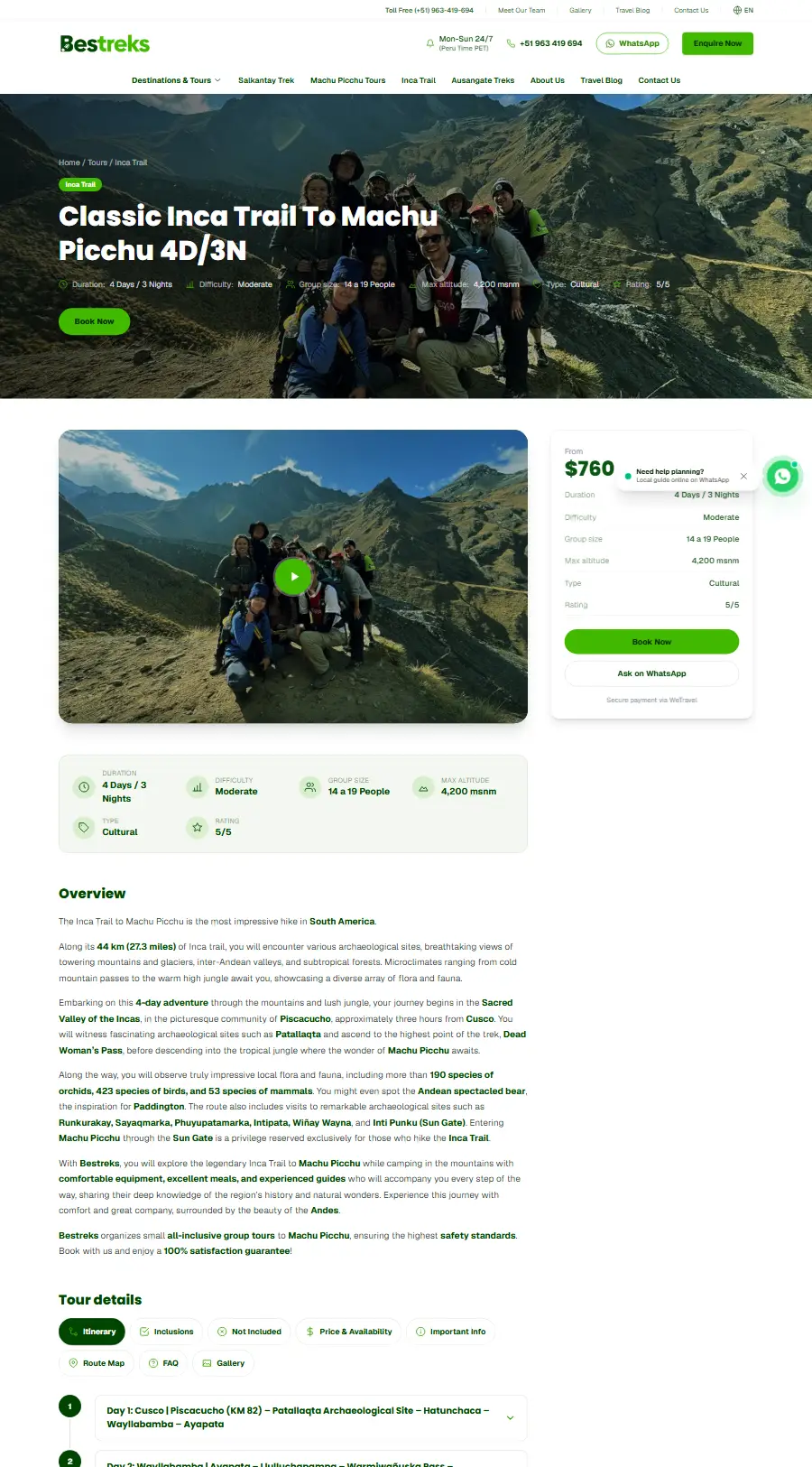 Página de tour del sitio web de Bestreks