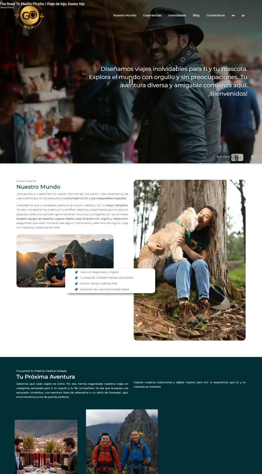 Página de inicio del sitio web de Go Mapi Travel Agency