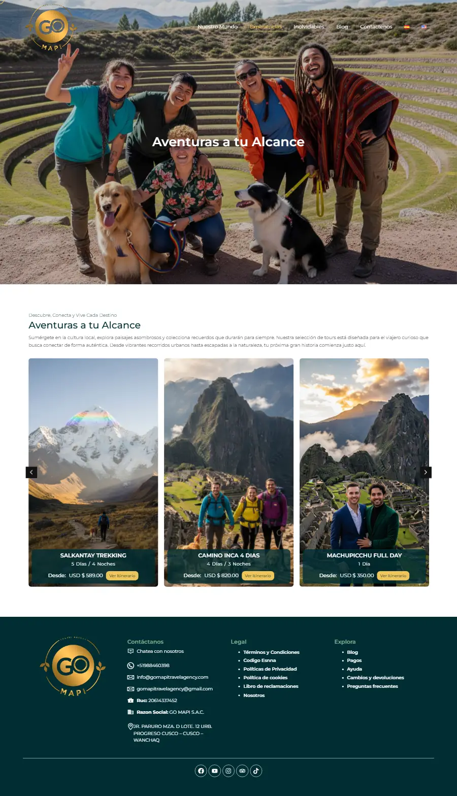 Lista de tours del sitio web de Go Mapi Travel Agency
