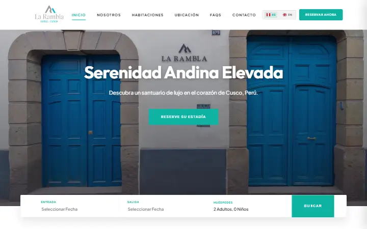 Captura del sitio web de La Rambla Hotel