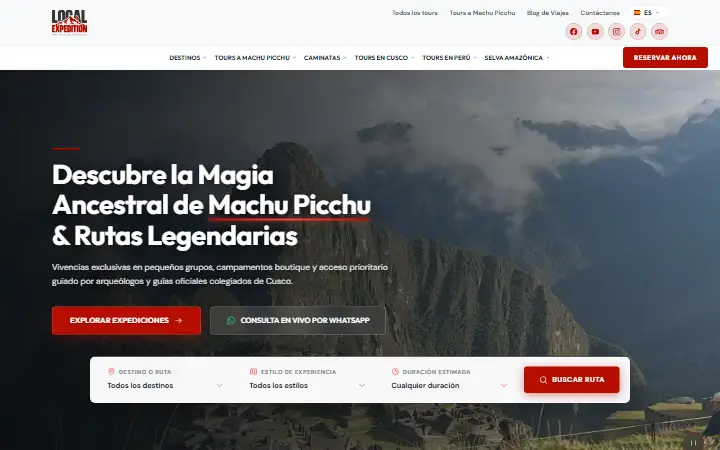 Captura del sitio web de Local Expedition Agency