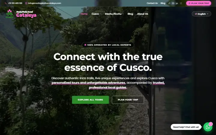 Captura del sitio web de Machu Picchu Travel Cataleya