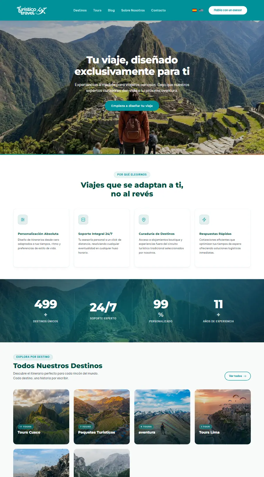 Página de inicio del sitio web de Mundo Turístico