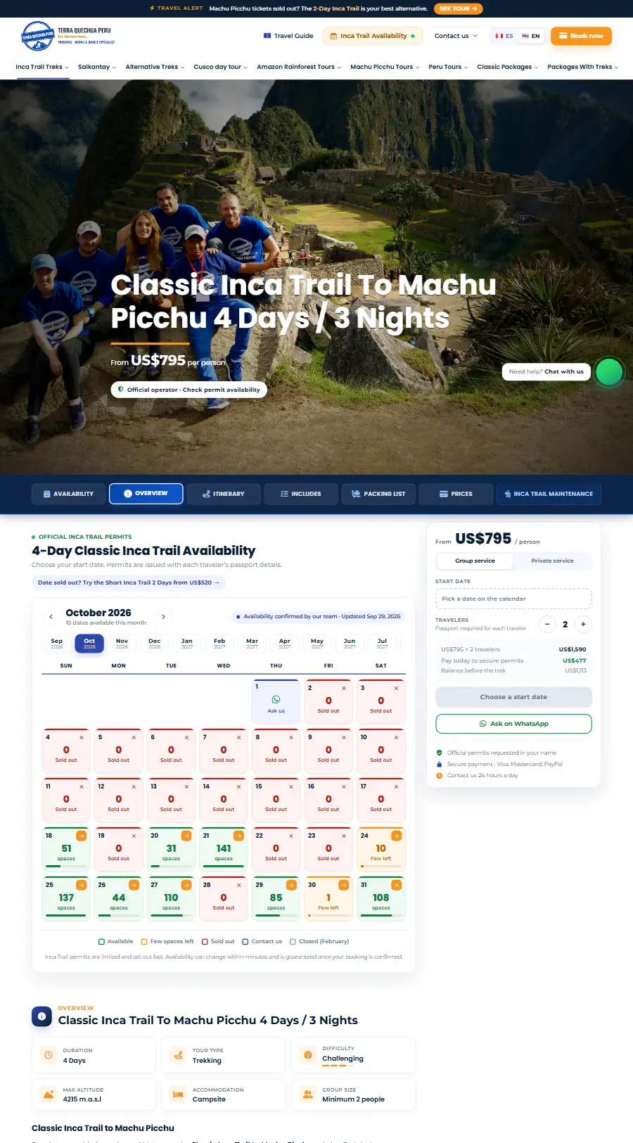 Ficha de tour de Terra Quechua Peru, agencia que posicionamos en Google